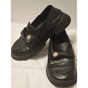 Black Leather 9 Loafers Moccasin Lightweight Academia Confort Chunky Sole Preppy